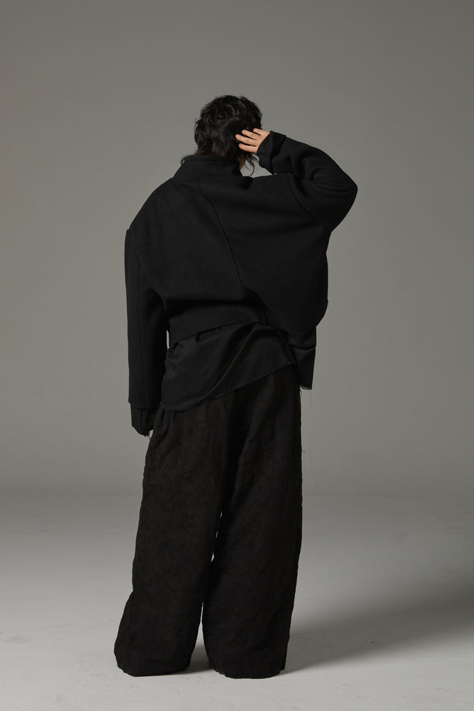 FW25 AMU UNISEX. Washed Oversized Wool Blazer #BLACK