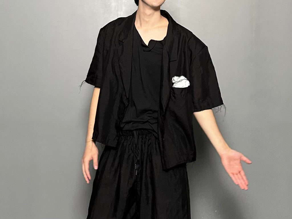 SS25 AMU Unisex Overisized Linen Blazer #BLACK
