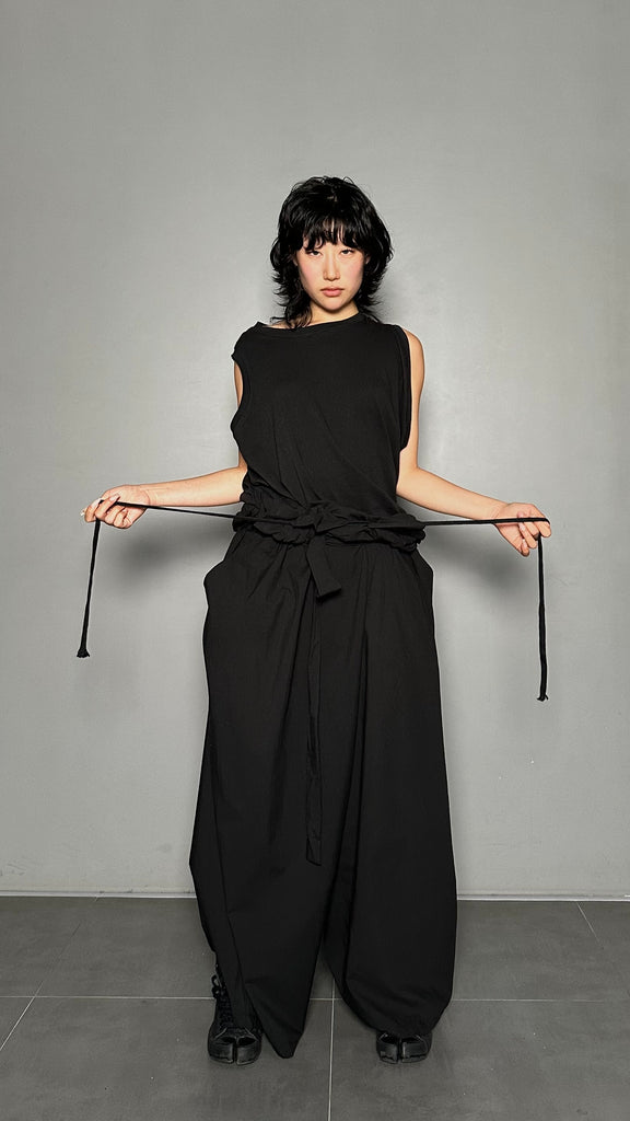 SS25 AMU Unisex. Light & Airy Oversized Trousers #BLACK