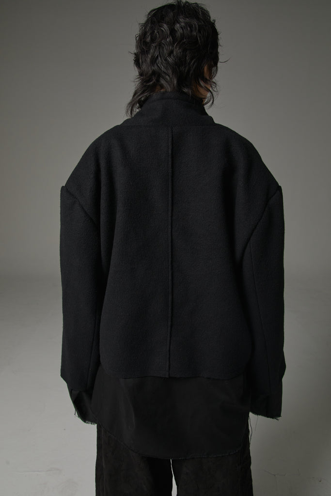 FW25 AMU UNISEX. Washed Oversized Wool Blazer #BLACK