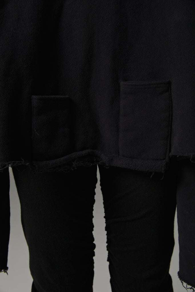 FW25 AMU UNISEX. Cut-Out Washed Oversized Napped Hoodie #BLACK