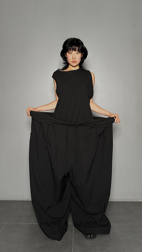 SS25 AMU Unisex. Light & Airy Oversized Trousers #BLACK