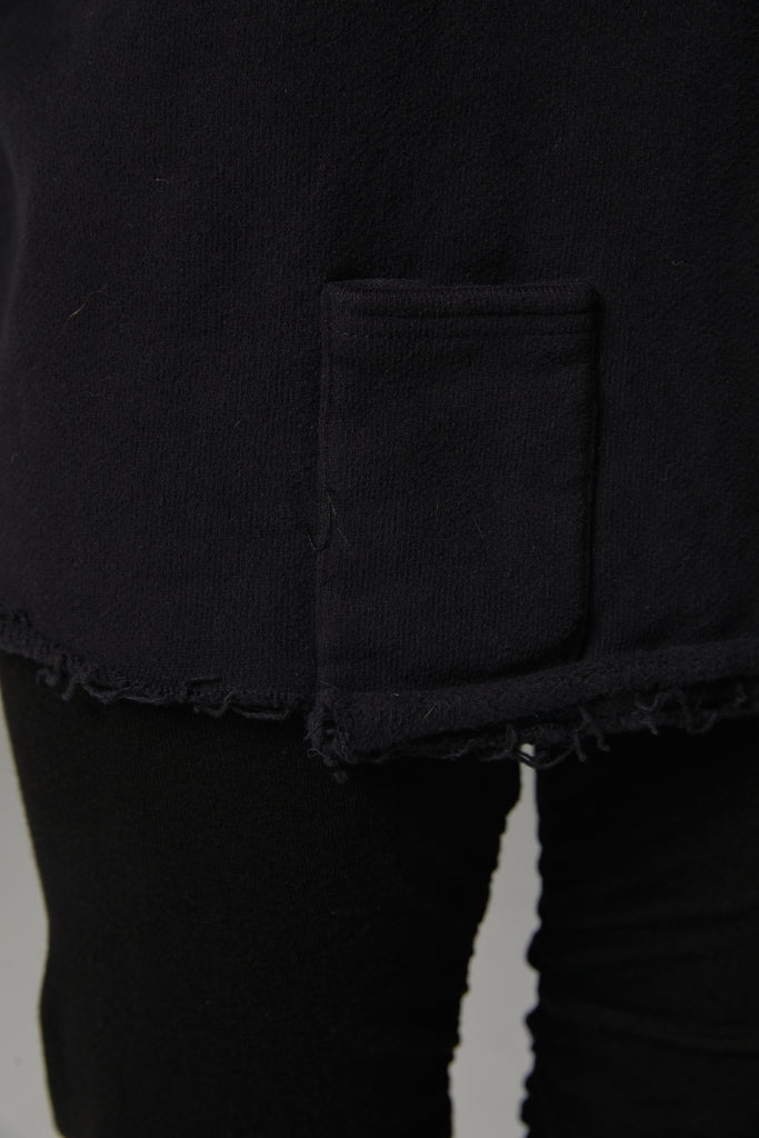 FW25 AMU UNISEX. Cut-Out Washed Oversized Napped Hoodie #BLACK