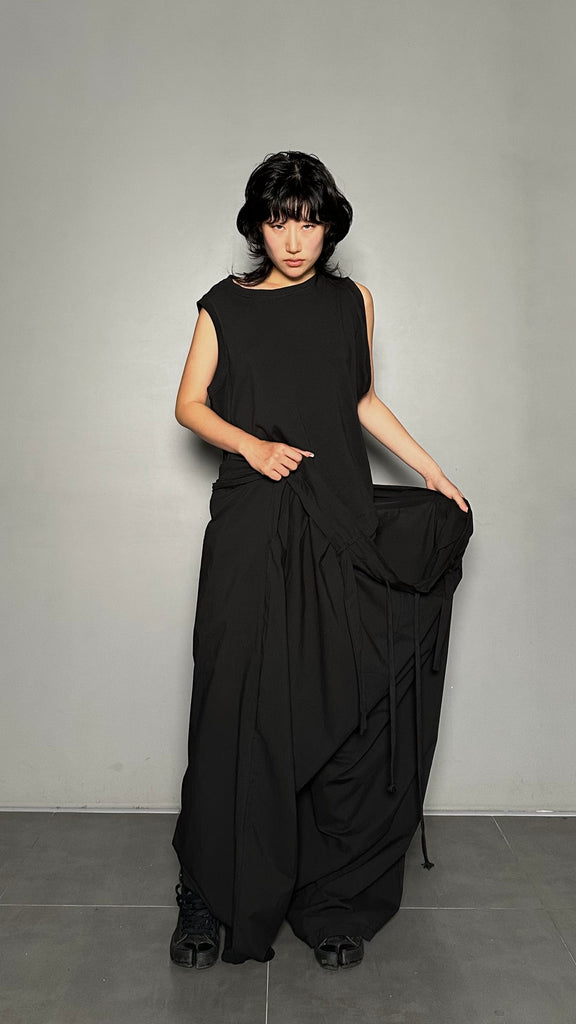 SS25 AMU Unisex. Light & Airy Oversized Trousers #BLACK