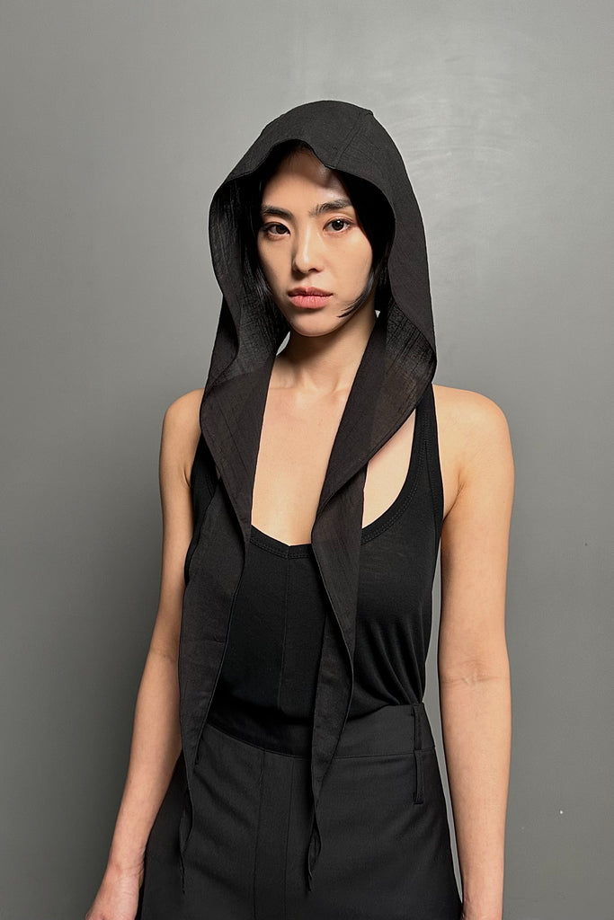 SS24 UNISEX AMU HOODIE SCARF #BLACK