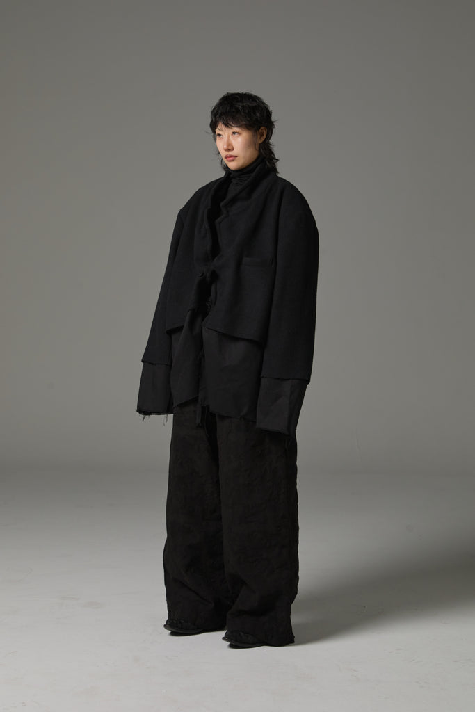 FW25 AMU UNISEX. Washed Oversized Wool Blazer #BLACK