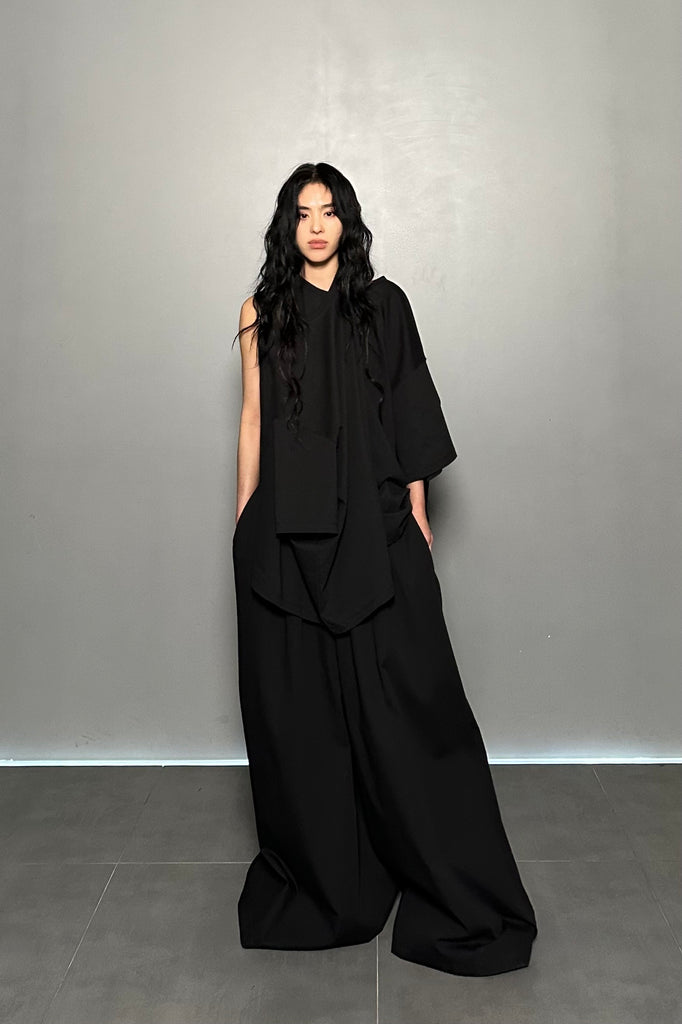 SS25 UNISEX AMU WIDE PANTS #BLACK