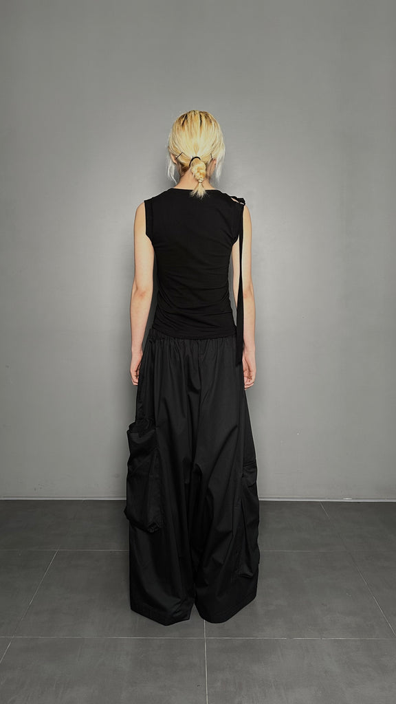 SS25 AMU Unisex Big Pocket Wide Pants #BLACK