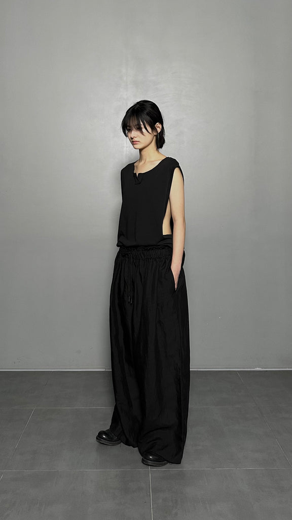SS25 AMU Unisex Linen Pants #BLACK