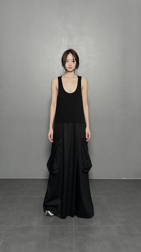 SS25 AMU Oversized Pocket Dress #BLACK