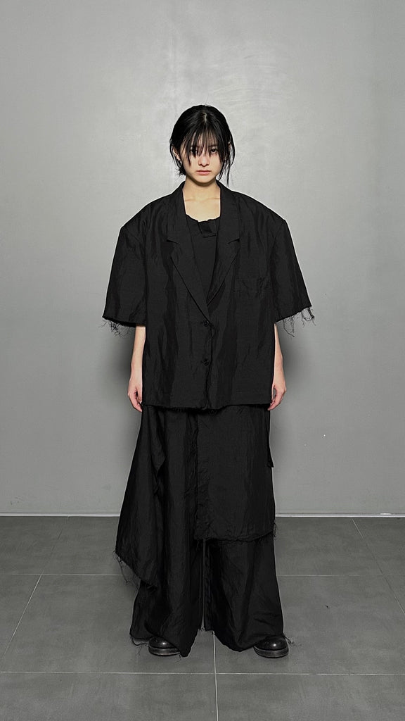 SS25 AMU Unisex Overisized Linen Blazer #BLACK