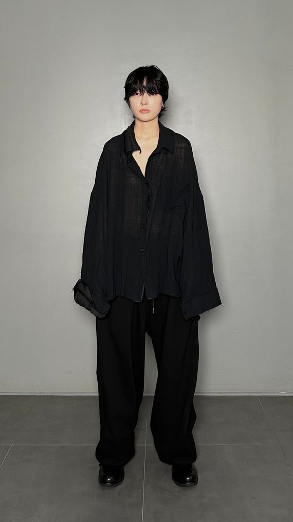 SS25 AMU Unisex Split Layered Shirt #WHITE