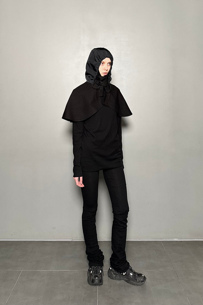 SS25 UNISEX AMU HOODIE CAPE #BLACK