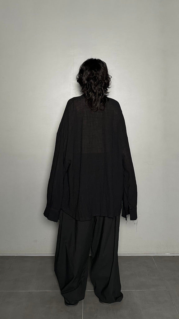 SS25 AMU Unisex. Oversized Low-Neckline Shirt Top #BEIGE