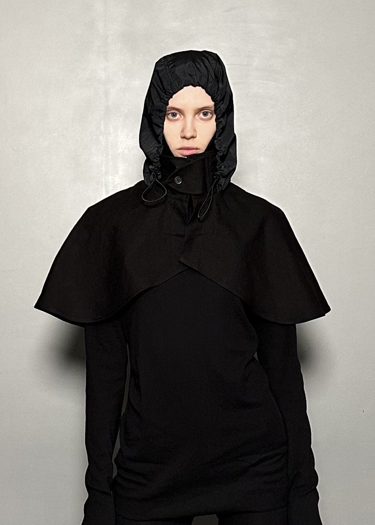 SS25 UNISEX AMU HOODIE CAPE #BLACK