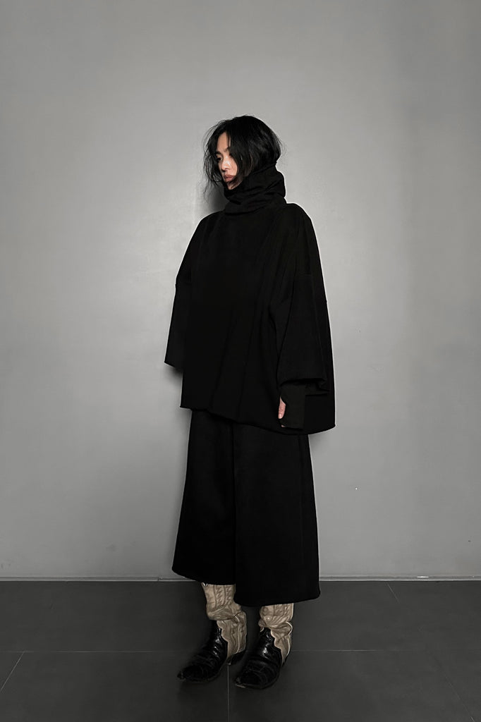 FW24 UNISEX AMU OVERSIZED NAPPED CROPPED WIDE PANTS #BLACK