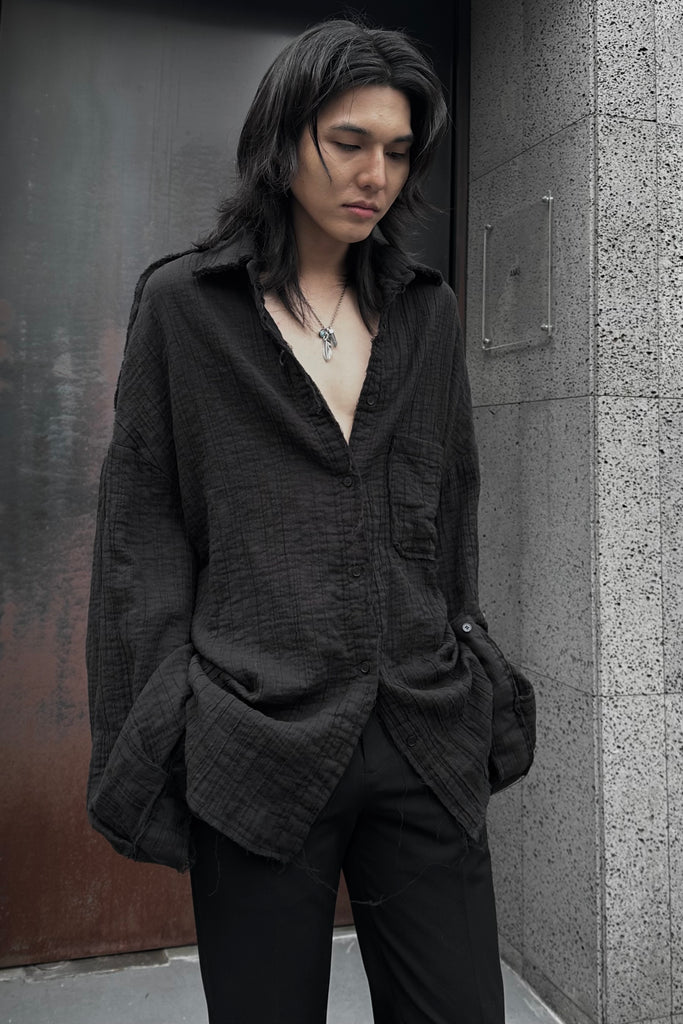 FW25 AMU UNISEX. Washed Oversized Shirt #BLACK