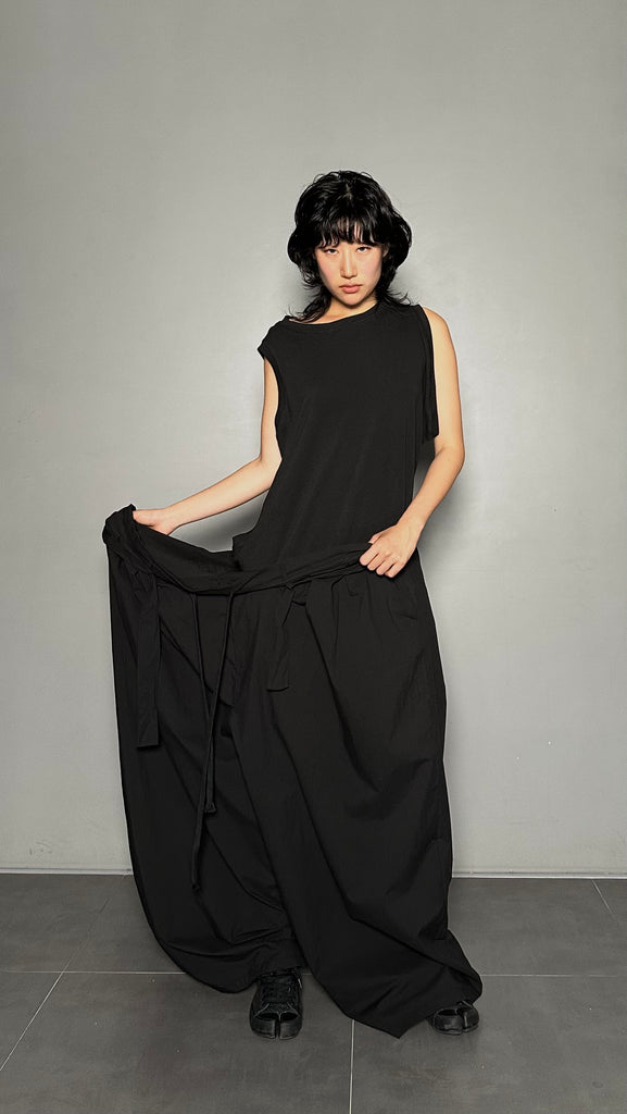 SS25 AMU Unisex. Light & Airy Oversized Trousers #BLACK