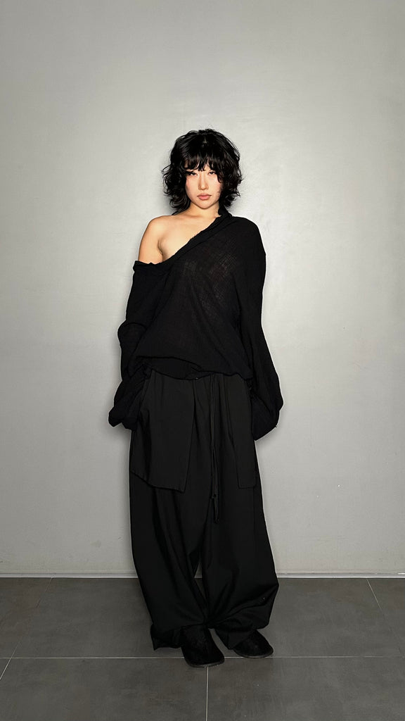 SS25 AMU Unisex. Oversized Pants with External Pockets #BLACK