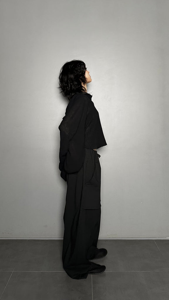SS25 AMU Unisex. Oversized Pants with External Pockets #BLACK