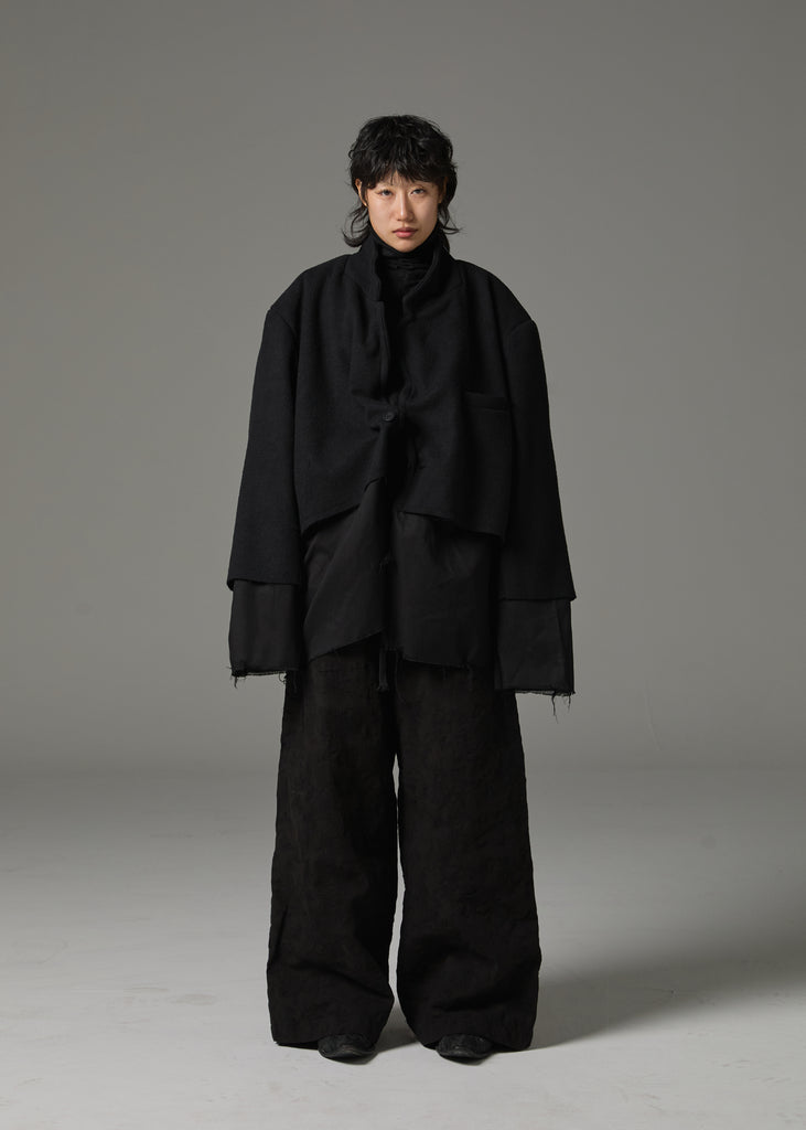 FW25 AMU UNISEX. Washed Oversized Wool Blazer #BLACK