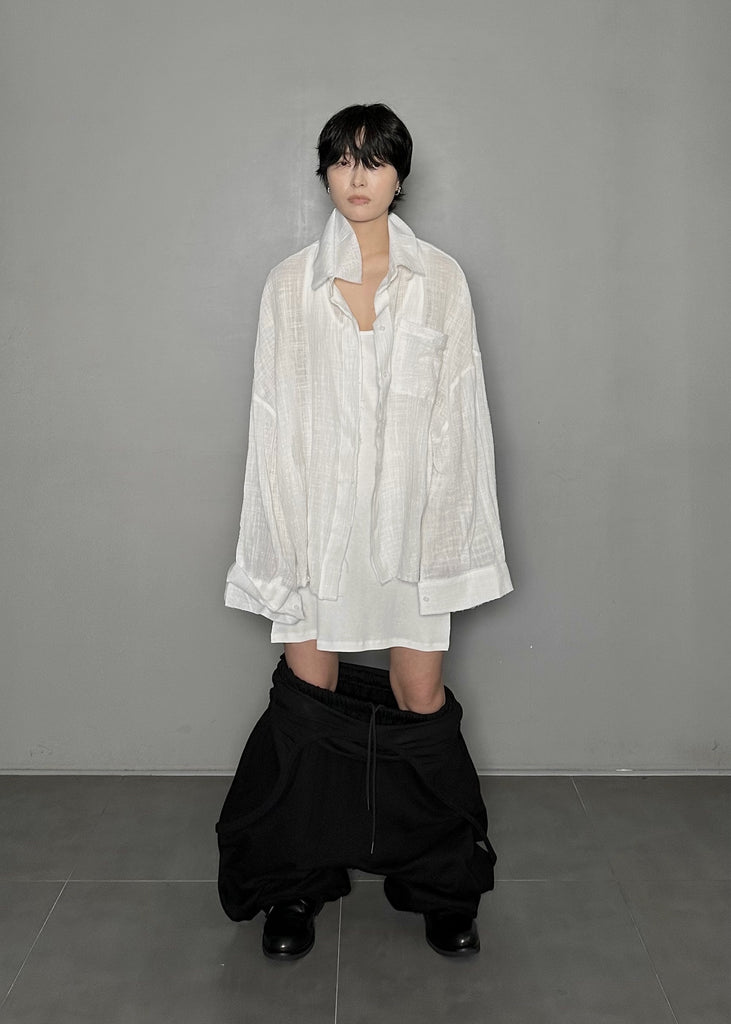 SS25 AMU Unisex Split Layered Shirt #WHITE