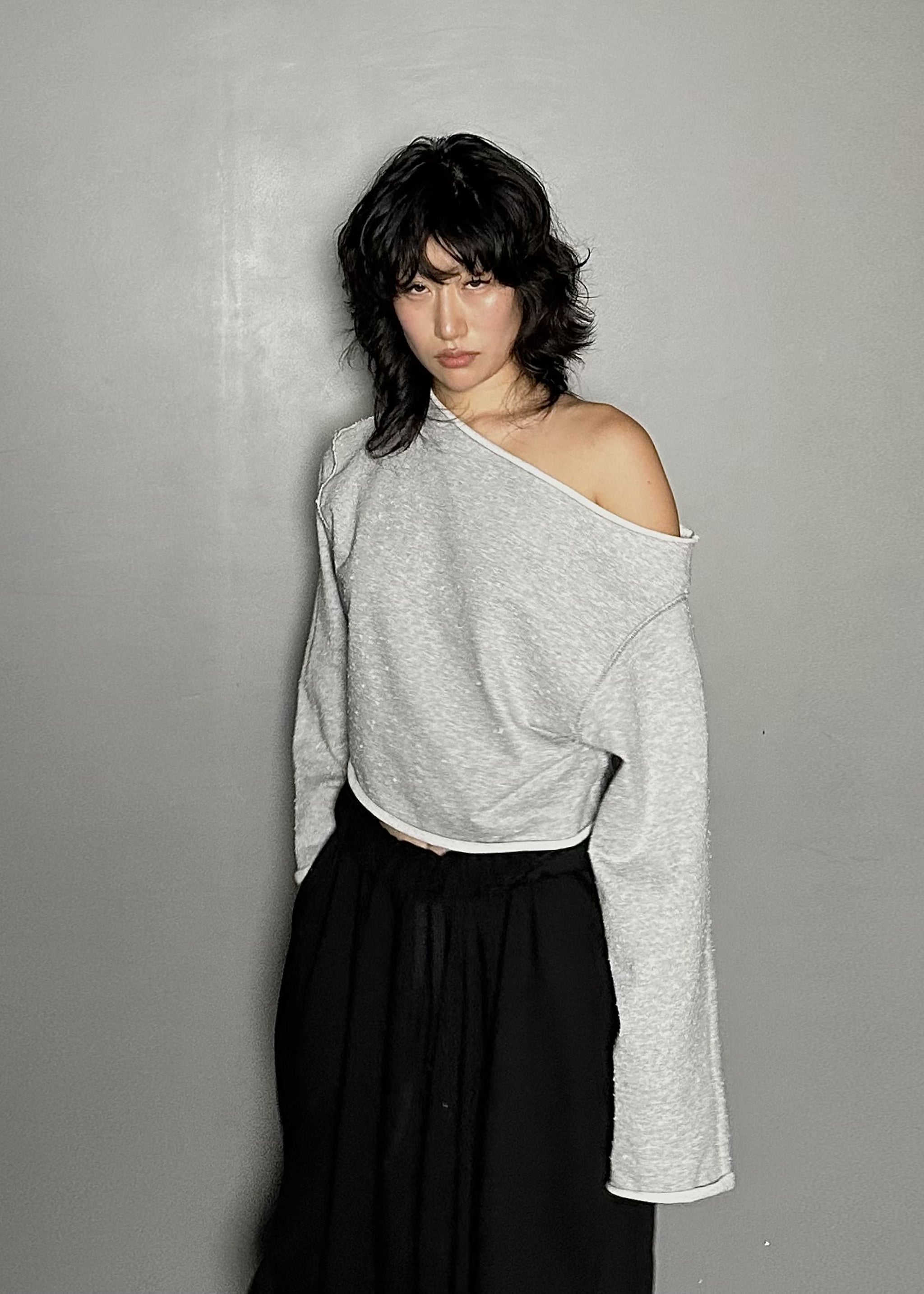 FW25 AMU. Off-shoulder Top (Reversible) #MELANGE [Pre-Order