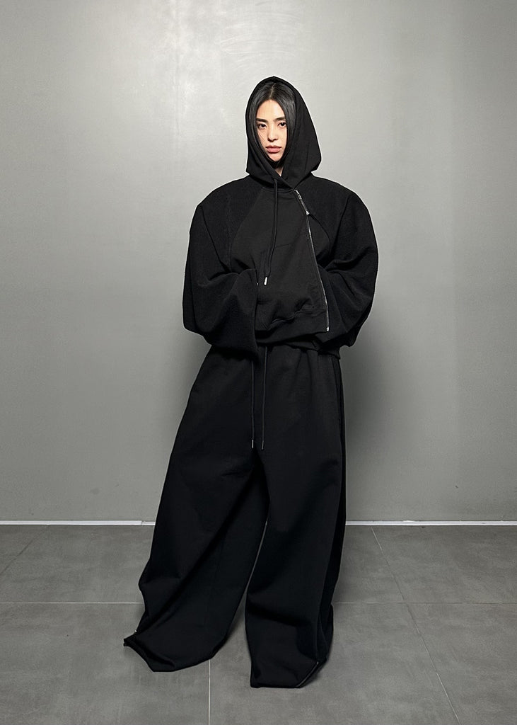 FW24 UNISEX AMU OVERSIZED ZIP SWEATPANTS #BLACK