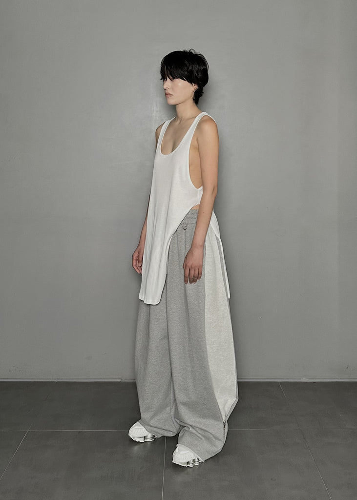 SS25 AMU Unisex Slit Sleeveless Top #WHITE