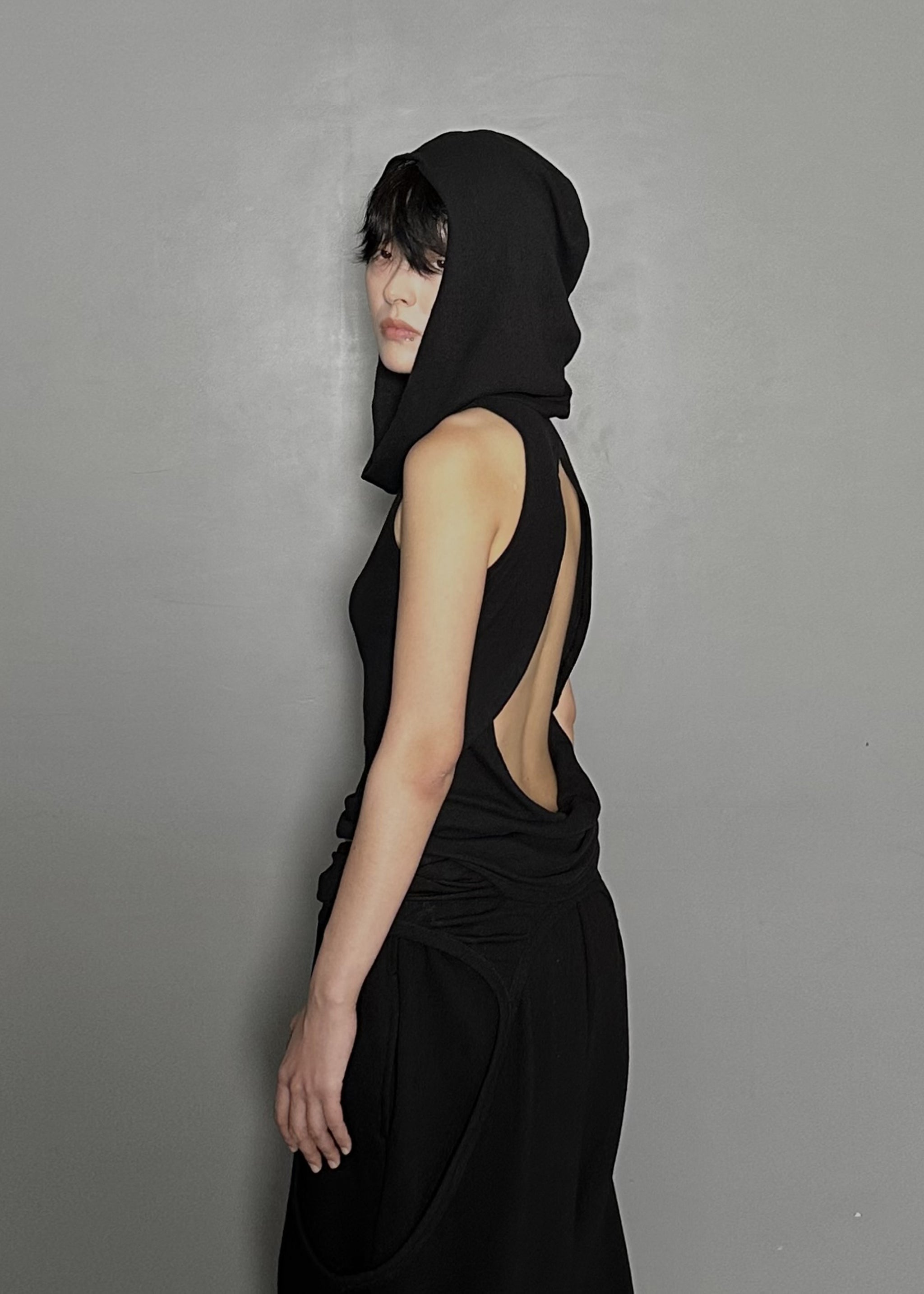 ★人気【ANOTHERYOUTH】★slit sleeveless - black / unise.x★ JUNYA WATANABE | SLEEVELESS MESH HOODIE