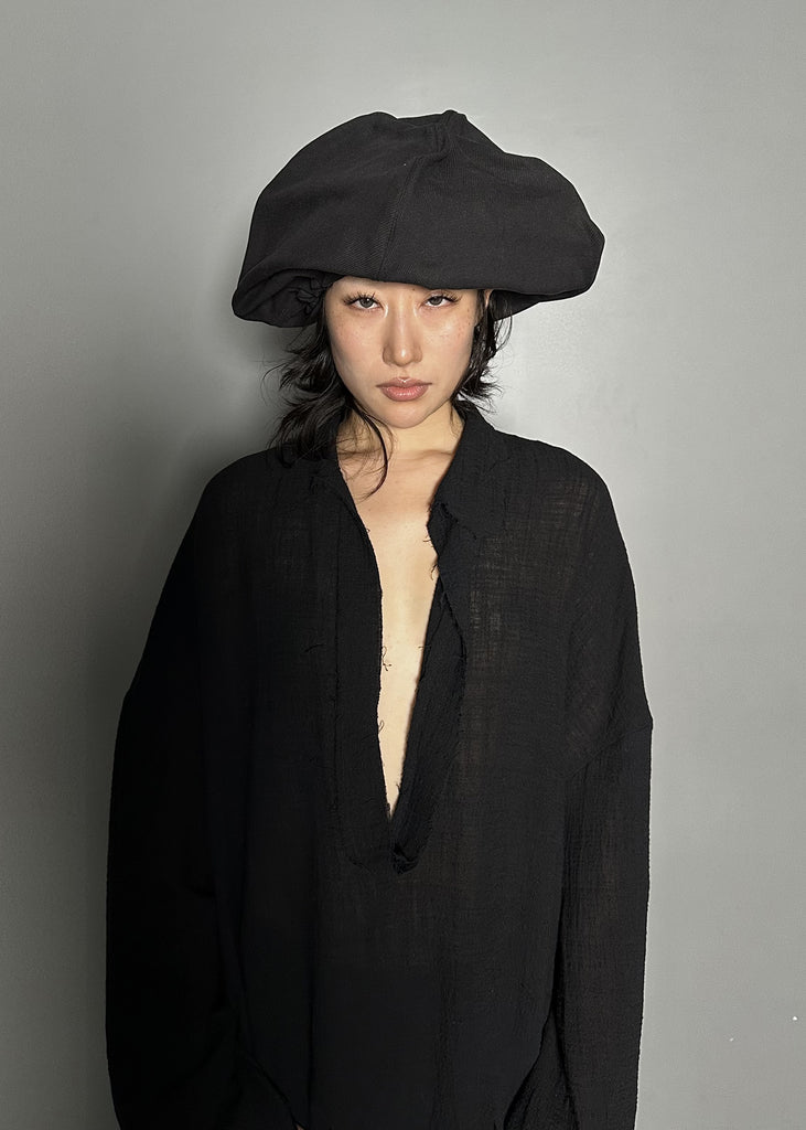 SS25 AMU Unisex. Wire Oversized Stopper Hat #BLACK