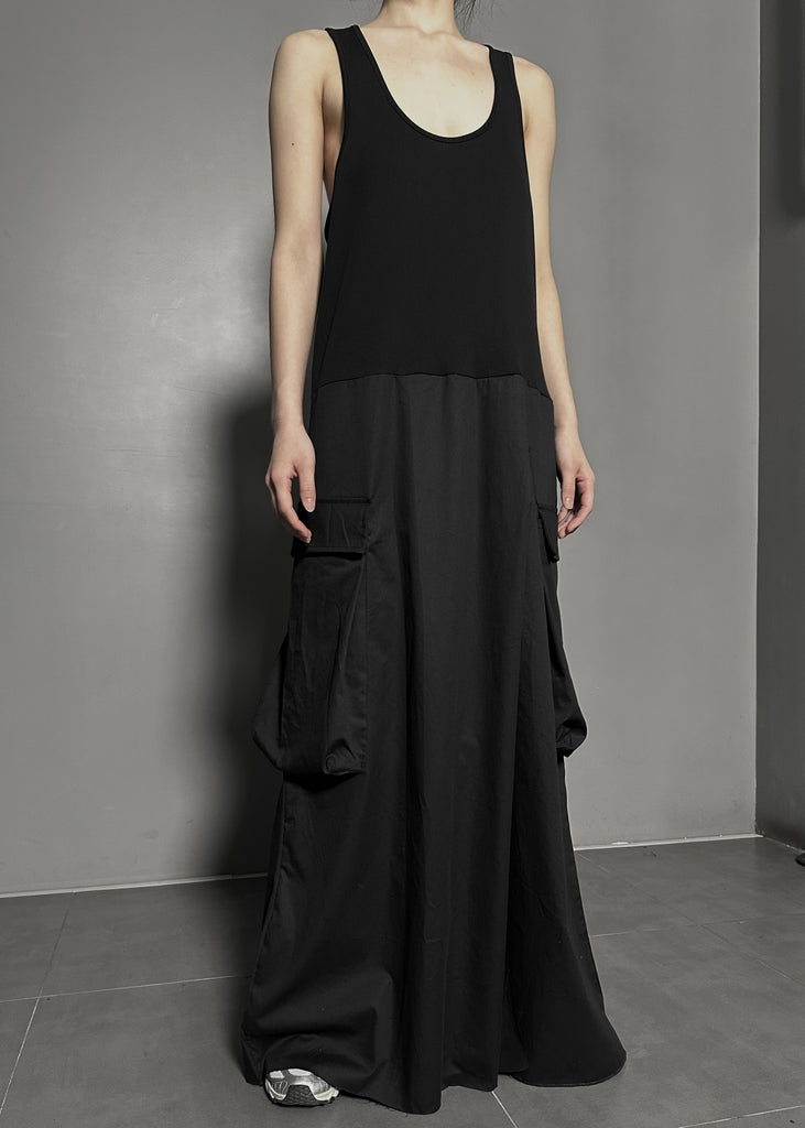 SS25 AMU Oversized Pocket Dress #BLACK