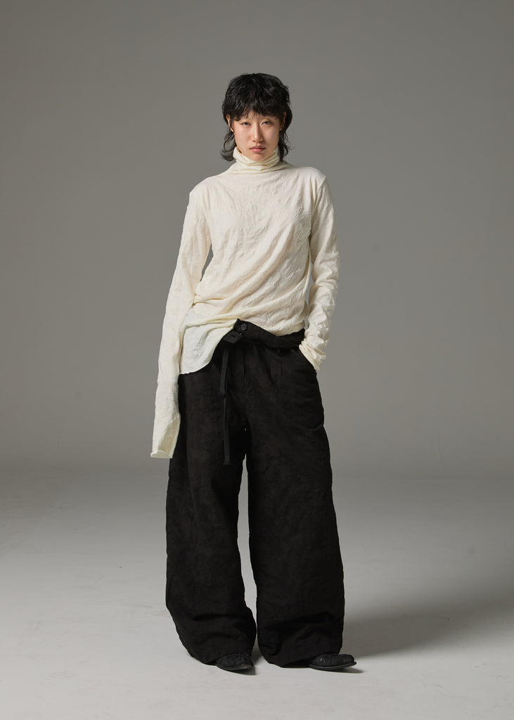 FW25 AMU UNISEX. Wrinkled Long Turtleneck Top #WHITE