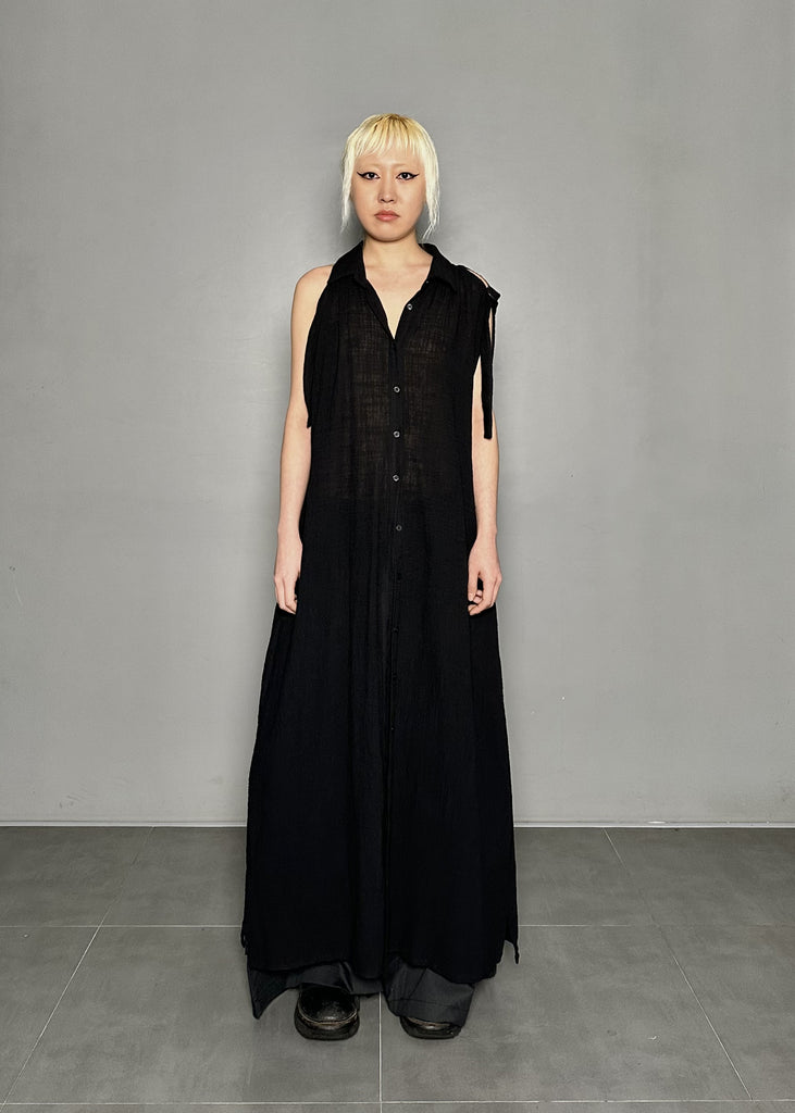 SS25 AMU Unisex Buckle Long Shirt #BLACK