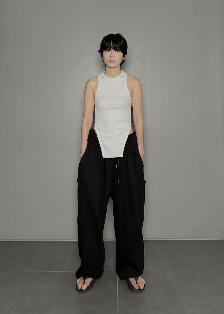 SS25 AMU Curved Sleeveless Top #WHITE