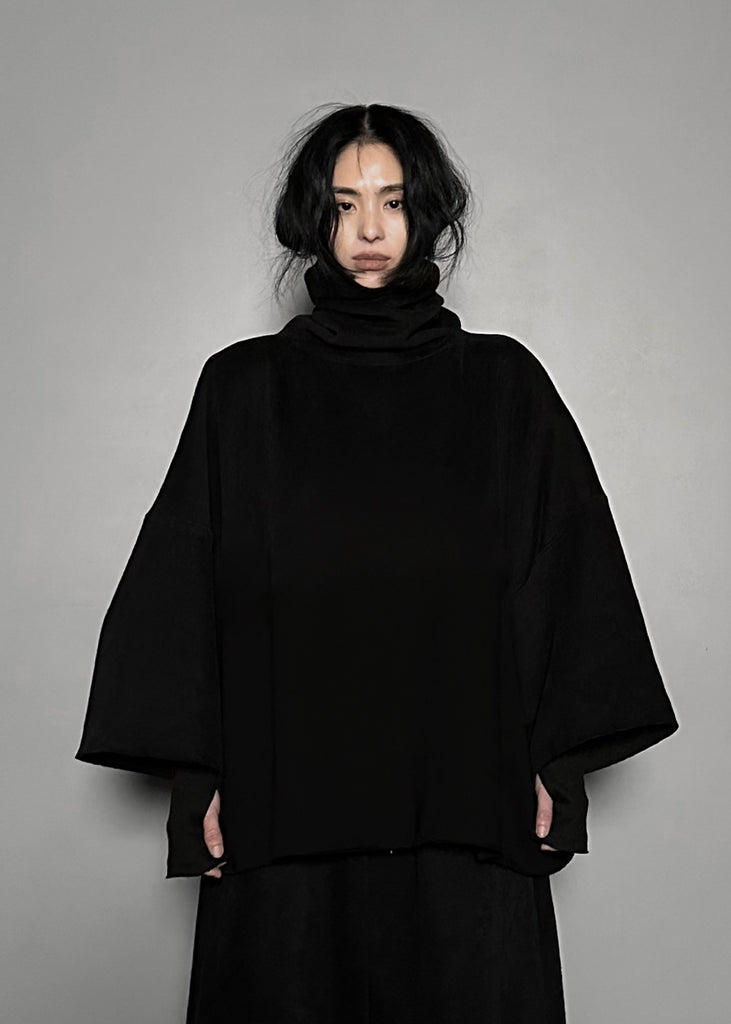 FW24 UNISEX AMU OVERSIZED NAPPED TURTLENECK  #BLACK