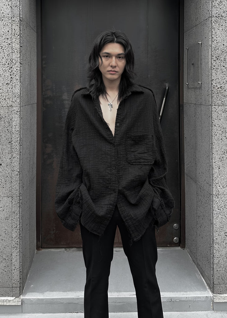 FW25 AMU UNISEX. Washed Oversized Shirt #BLACK