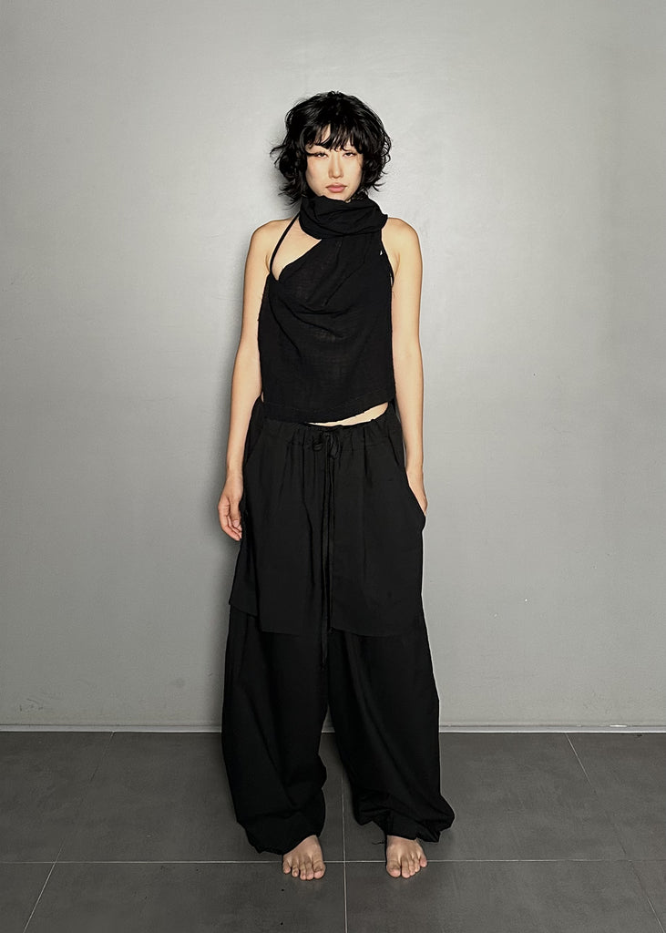 SS25 AMU Unisex. Oversized Pants with External Pockets #BLACK