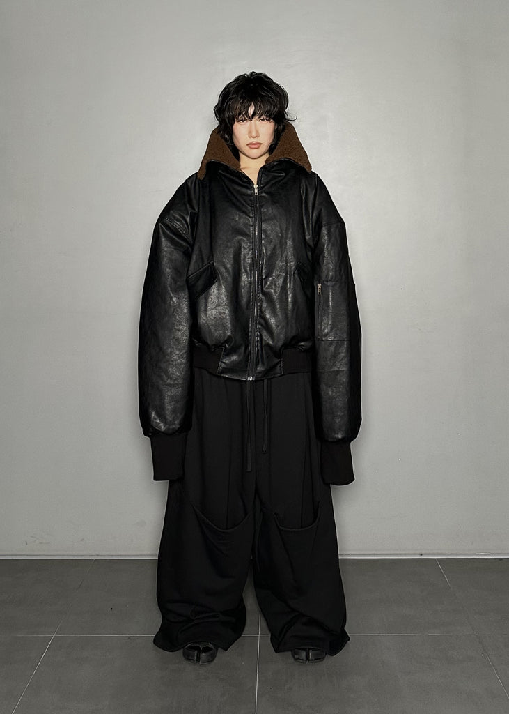 FW25 AMU Unisex. Oversized Pocket Sweatpants #BLACK