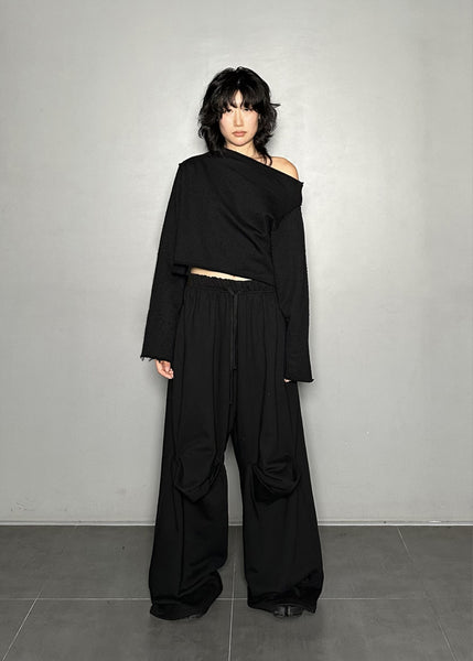 FW25 AMU. Off-shoulder Top (Reversible) #BLACK [Pre-Order 20