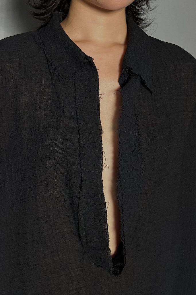 SS25 AMU Unisex. Oversized Low-Neckline Shirt Top #BEIGE