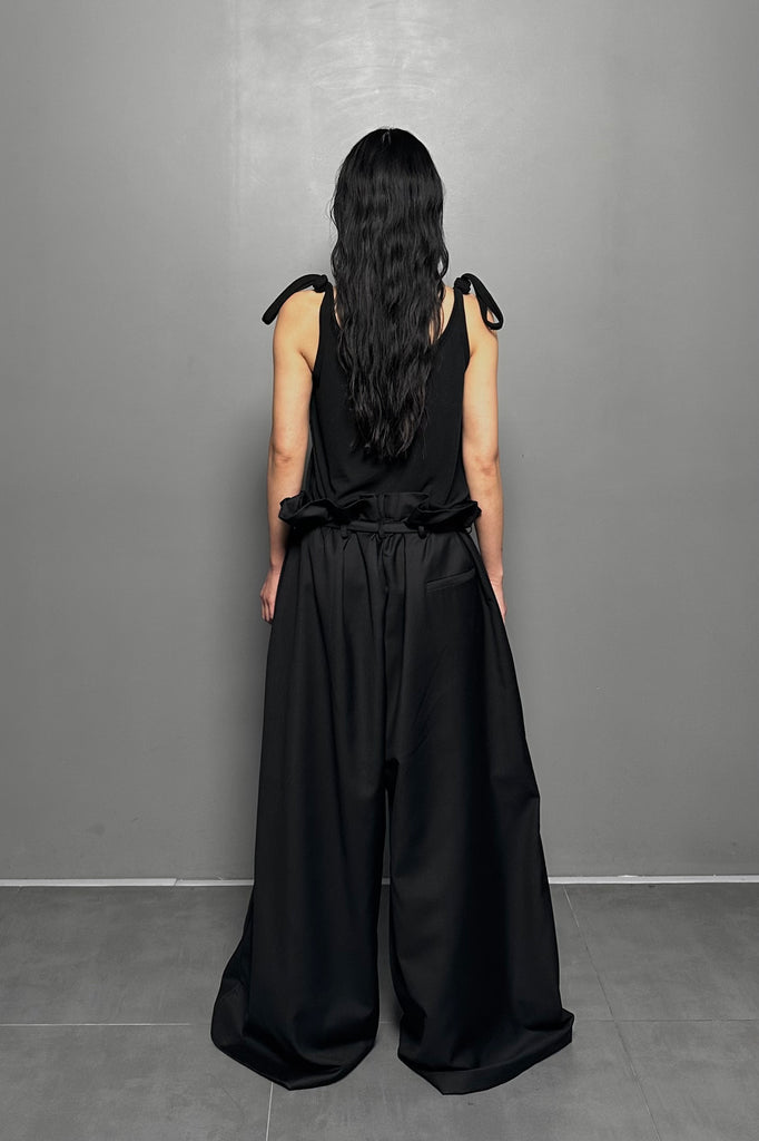 SS24 UNISEX AMU EMPHASIZED OVERSIZED TROUSERS #BLACK