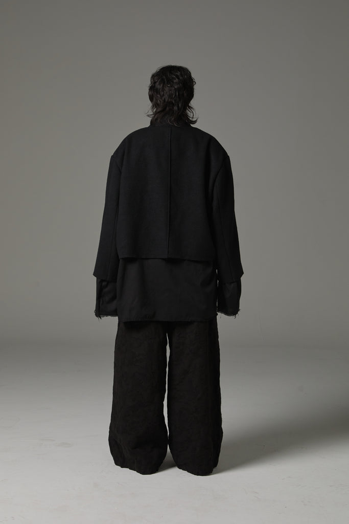 FW25 AMU UNISEX. Washed Oversized Wool Blazer #BLACK