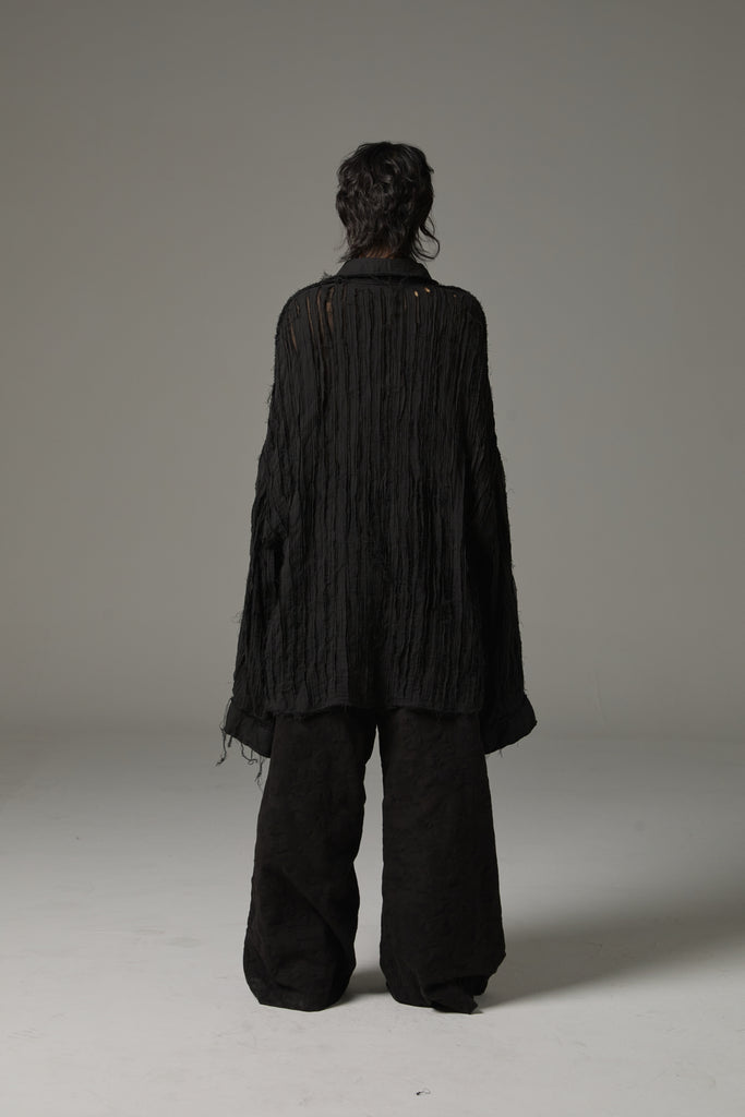 FW25 AMU UNISEX. Hand-Cut Washed Oversized Shirt #WHITE