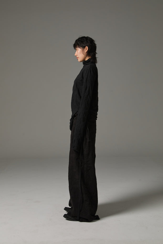 FW25 AMU UNISEX. Wrinkled Long Turtleneck Top #WHITE