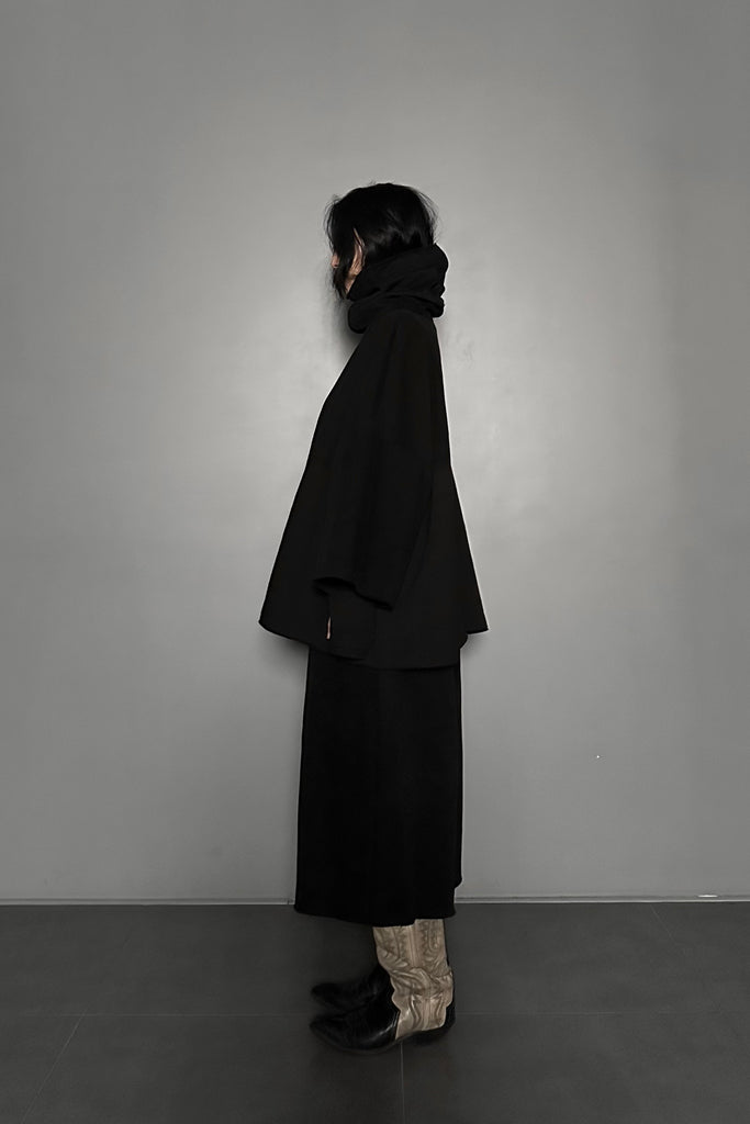 FW24 UNISEX AMU OVERSIZED NAPPED CROPPED WIDE PANTS #BLACK