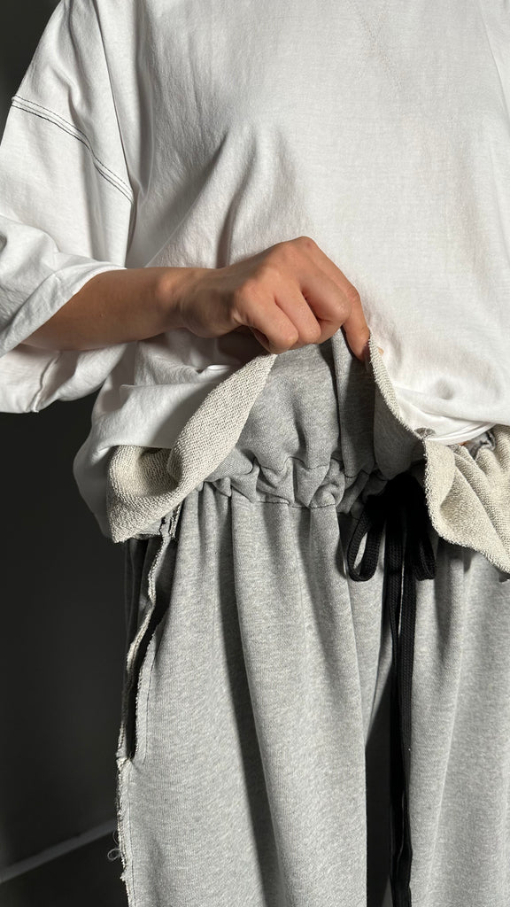 SS25 AMU Unisex. Mega Oversized Cut-Out Sweatpants #GRAY