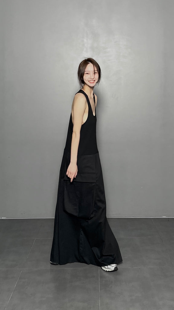SS25 AMU Oversized Pocket Dress #BLACK