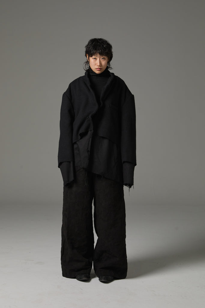 FW25 AMU UNISEX. Washed Oversized Wool Blazer #BLACK