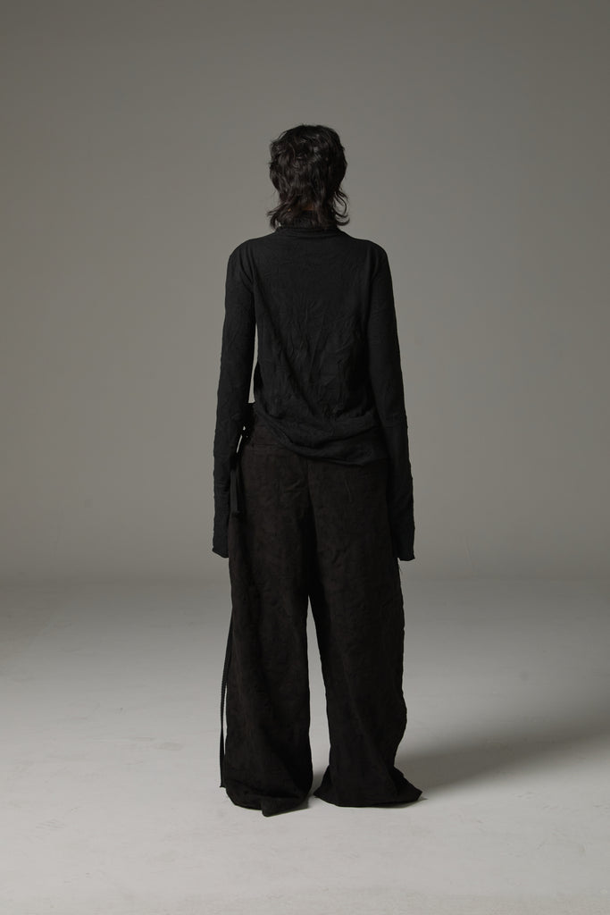 FW25 AMU UNISEX. Wrinkled Long Turtleneck Top #WHITE